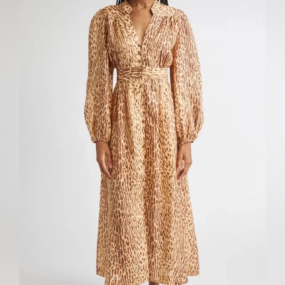 Zimmermann Cascadian Leopard Print Midi Dress